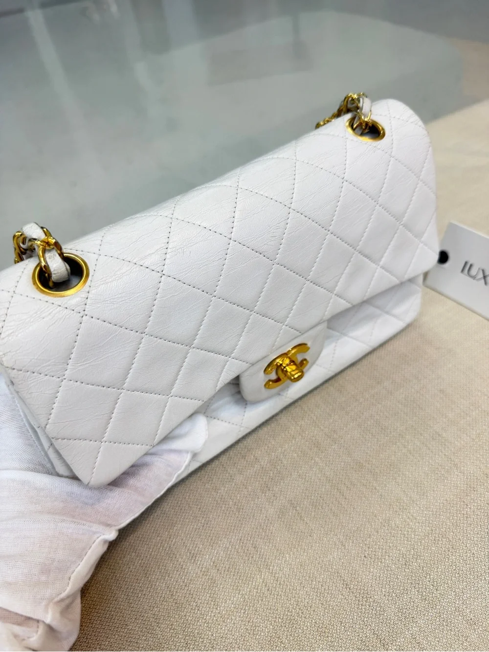 CHANEL White Classic Double Flap Bag